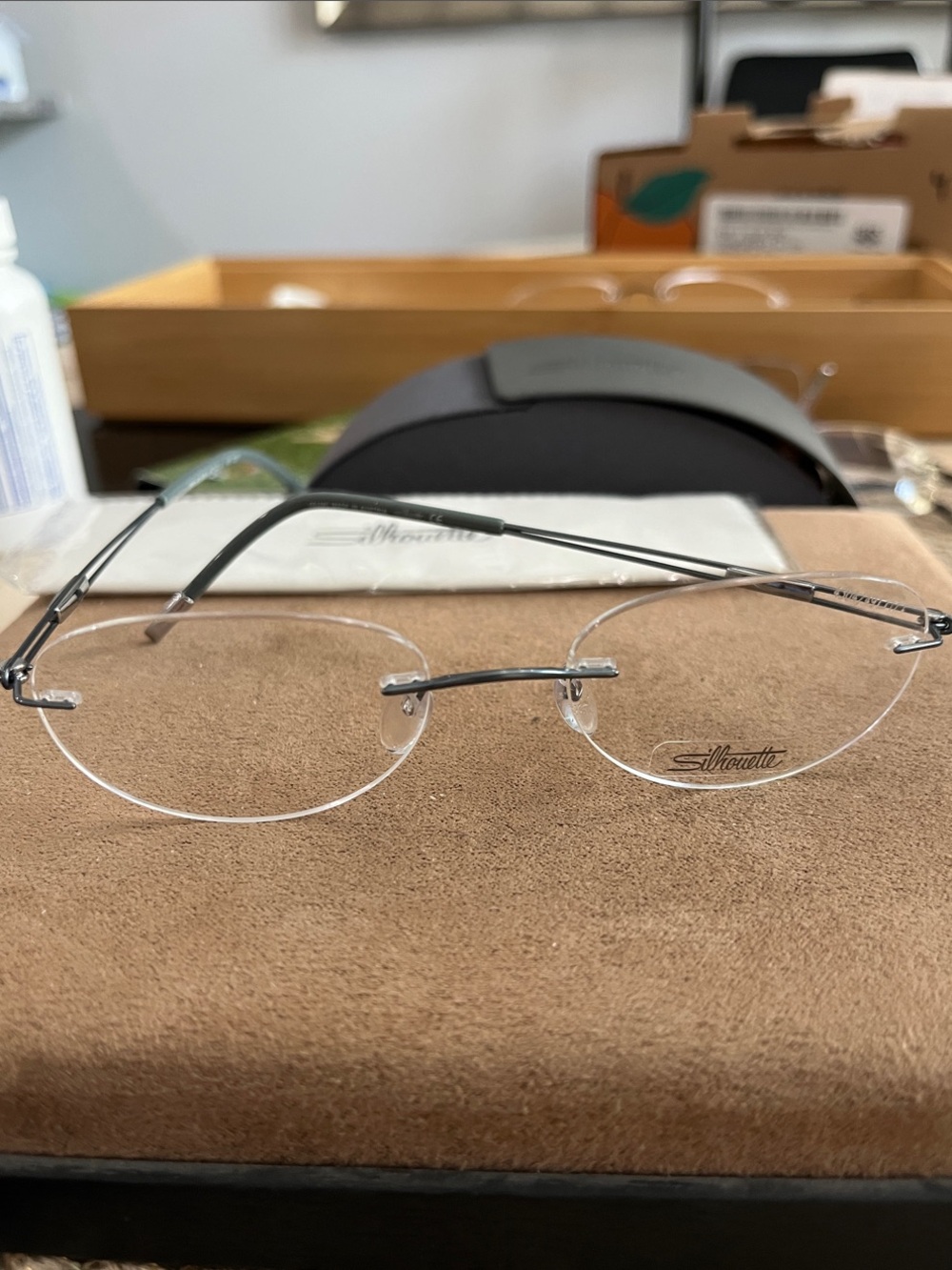 Silhouette Titanium Rimless Oval Eyeglasses in light blue 4304 6054 49/17/140